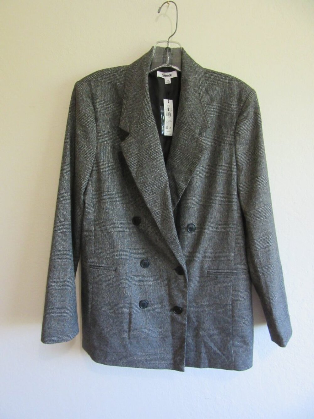 GARAGE Black & White Plaid S Double-breasted Bond Street Blazer NWT